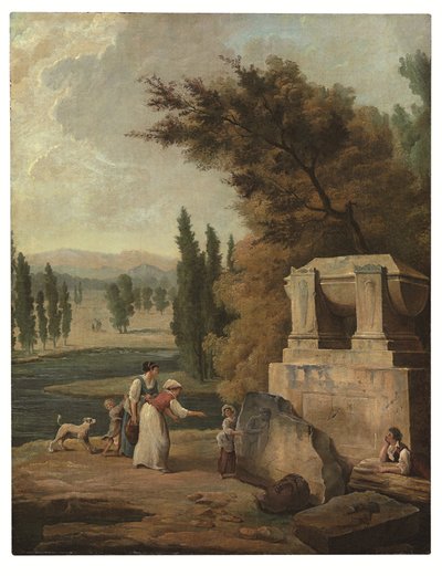 Park w Ermenonville (olej na płótnie) autorstwa Hubert Robert