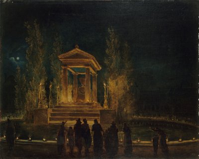 Tymczasowe Mauzoleum Jana Jakuba Rousseau, ok. 1794 r. autorstwa Hubert Robert