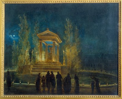 Tymczasowe mauzolee Jeana Jacquesa Rousseau (1712-1778) w dorzeczu Tuileries przed przełożeniem jego prochów na Obraz Panteonu Huberta Roberta (1733-1808) 1794 Nd. 0,65x0,8 m Paryż, Muzeum Carnavalet autorstwa Hubert Robert