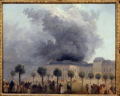 Widok na pożar Opery widziany z ogrodów Palais Royal w dniu 8.06.1781, Obraz Huberta Robert autorstwa Hubert Robert