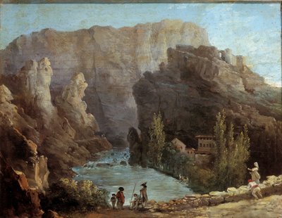 Widok na fontannę Vaucluse Obraz Huberta Roberta (1733-1805) Awinion z XVIII wieku, Musee Calvet. autorstwa Hubert Robert