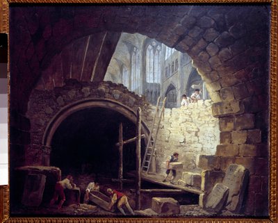 Naruszenie piwnic królów w bazylice św. Denisa w październiku 1793 r. Obraz Huberta Roberta (1733-1808) autorstwa Hubert Robert