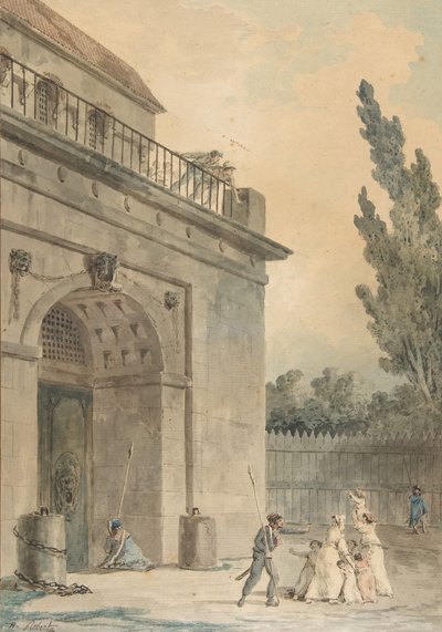 Goście opuszczający więzienie, 1794-95. autorstwa Hubert Robert