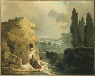 Praczki przy kaskadzie autorstwa Hubert Robert