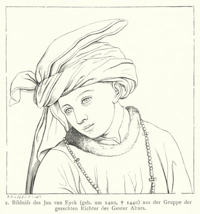 Jeden z sprawiedliwych sędziów z Ołtarza Gandawskiego Jana van Eycka autorstwa Hubert and Jan van  Eyck