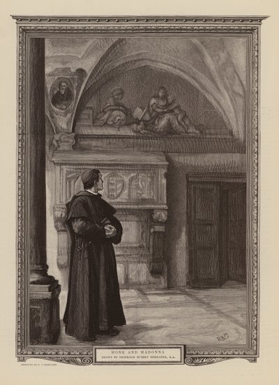 Mnich i Madonna (rycina) autorstwa Hubert von (after) Herkomer