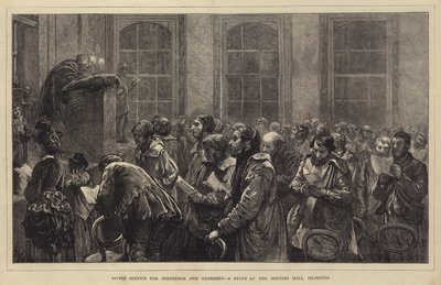 Boska służba dla pasterzy i pasterzy, gabinet w Berners Hall, Islington autorstwa Hubert von Herkomer