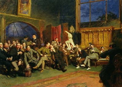 Wieczór w pracowni z moimi uczniami, 1886 autorstwa Hubert von Herkomer