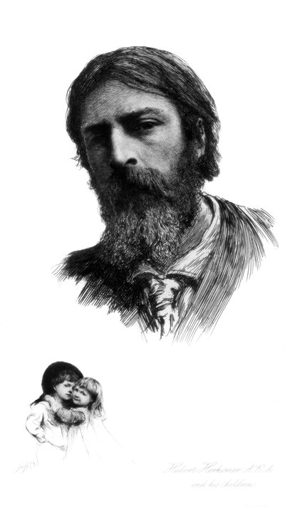 Hubert Herkomer, brytyjski artysta urodzony w Niemczech, i jego dzieci, ok. 1880-1882. autorstwa Hubert von Herkomer