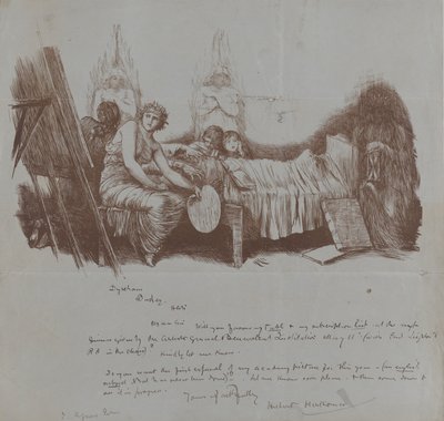 Zaproszenie na kolację dobroczynną Huberta von Herkomera dla Thomasa Agnew, 1877-78. autorstwa Hubert von Herkomer