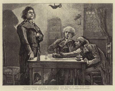 Dziewięćdziesiąt trzy, Danton, Robespierre i Marat w sklepie z winami autorstwa Hubert von Herkomer