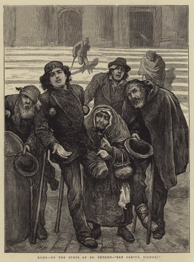 Rzym, na Schodach św. Piotra, Per Carita, Signori autorstwa Hubert von Herkomer