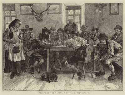 Szkice w Alpach Bawarskich, IN, a Wirtshaus autorstwa Hubert von Herkomer