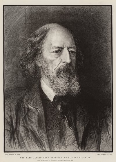 Nieżyjący już Alfred Lord Tennyson, DCL, laureat poety autorstwa Hubert von Herkomer