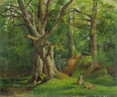 Scena leśna z królikami, 1862 autorstwa Hubert von Herkomer