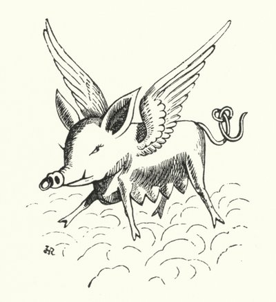 Latająca świnia (lito) autorstwa Hugh Rowley