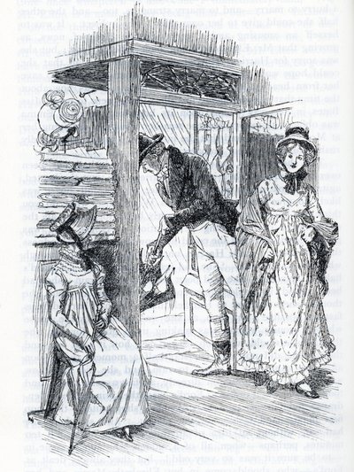 „Emma wyjaśnia, że to ona zaaranżowała ślub panny Taylor i pana Westona” (ilustracja) autorstwa Hugh Thomson