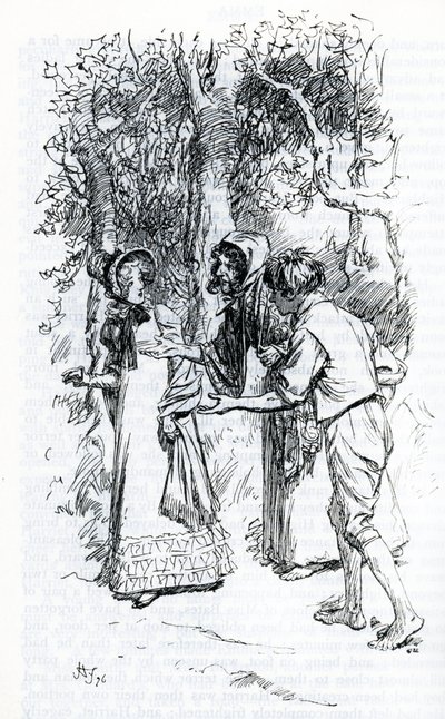 „Harriet, zaatakowana przez Cyganów” (ilustracja) autorstwa Hugh Thomson