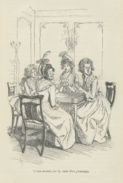 Mogę za to odpowiedzieć, powiedziała pani Jennings, 1896 r. autorstwa Hugh Thomson
