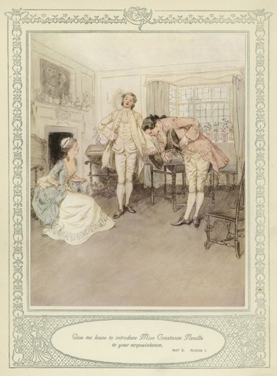 Ilustracja do książki Goldsmitha "She Stoops to Conquer". autorstwa Hugh Thomson