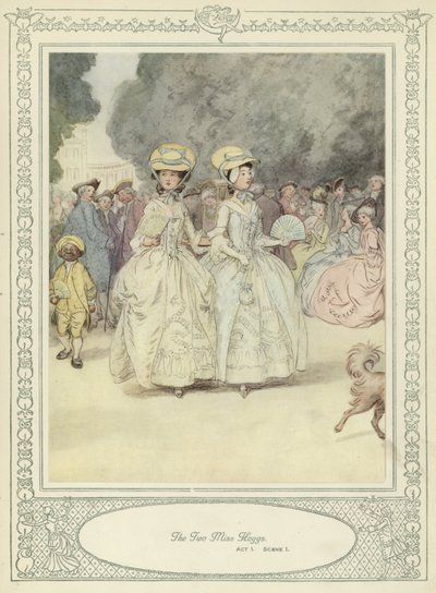 Ilustracja do książki Goldsmitha "She Stoops to Conquer". autorstwa Hugh Thomson