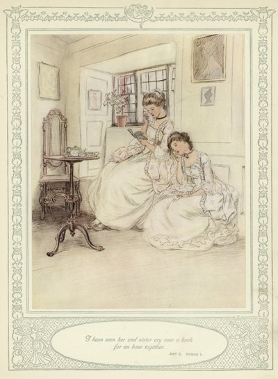 Ilustracja do złotnika Ona pochyla się, by podbić autorstwa Hugh Thomson