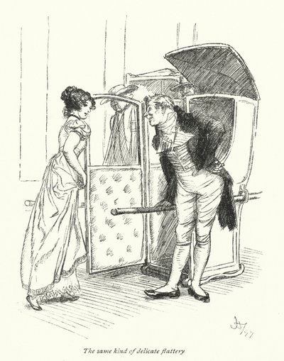 Ilustracja do opactwa Northanger autorstwa Jane Austen (lito) autorstwa Hugh Thomson