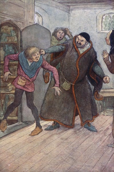 Ilustracja do Wesołych żon z Windsoru (kolor lito) autorstwa Hugh Thomson