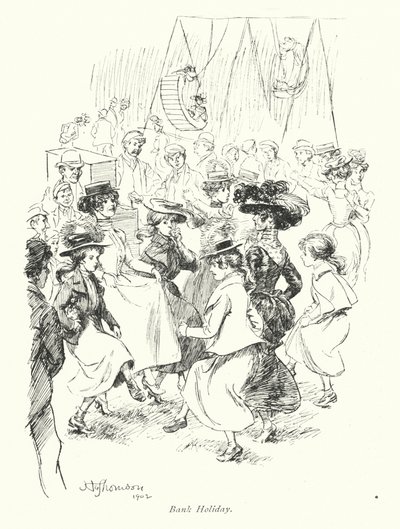 Londyn: Bank Holiday (kolorowa litografia) autorstwa Hugh Thomson