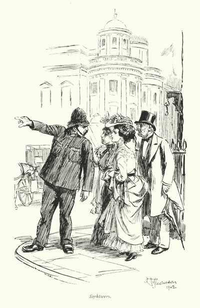 Londyn: Sightseers (kolorowa litografia) autorstwa Hugh Thomson