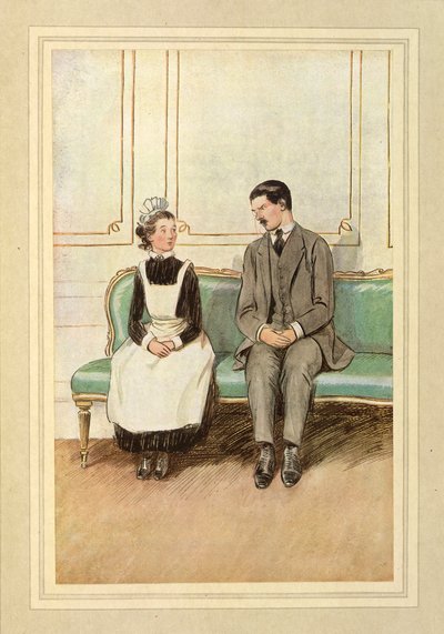 Lord Loam i pokojówka, siedzący, z „The Admirable Crichton” J.M. Barrie autorstwa Hugh Thomson