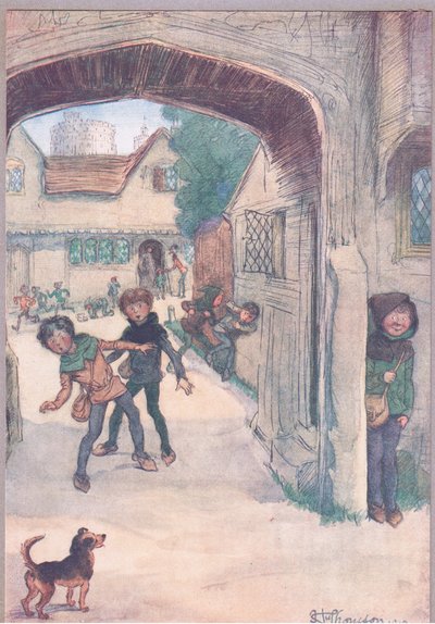„Mistrz Slender pozwala chłopcom odejść do zabawy”, ilustracja z „Wesołych kumoszków z Windsoru” autorstwa Hugh Thomson