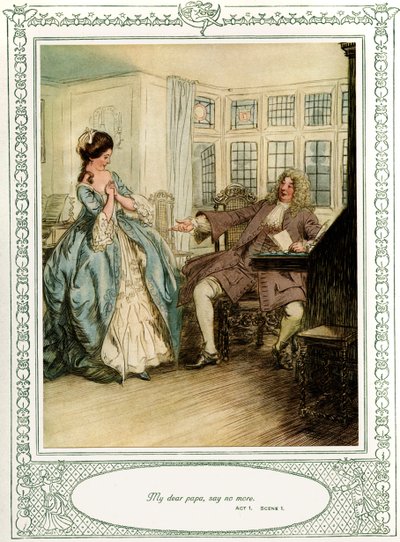 Sztuka Olivera Goldsmitha She Stoops to Conquer autorstwa Hugh Thomson