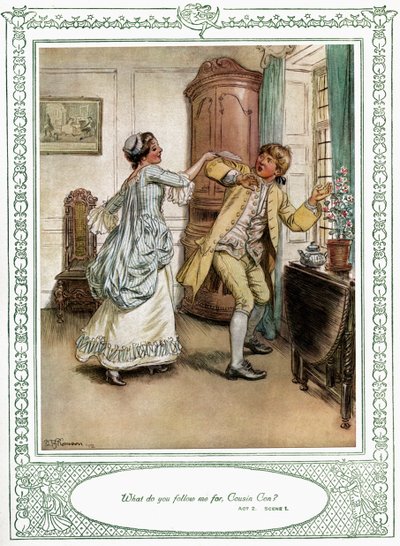Sztuka Olivera Goldsmitha She Stoops to Conquer autorstwa Hugh Thomson