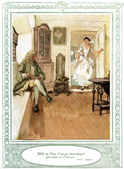 Sztuka Olivera Goldsmitha She Stoops to Conquer autorstwa Hugh Thomson