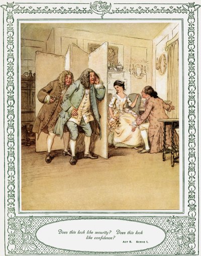 Sztuka Olivera Goldsmitha She Stoops to Conquer autorstwa Hugh Thomson