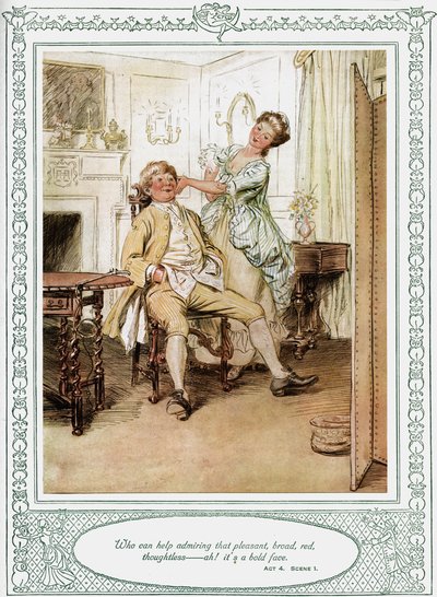 Sztuka Olivera Goldsmitha She Stoops to Conquer autorstwa Hugh Thomson
