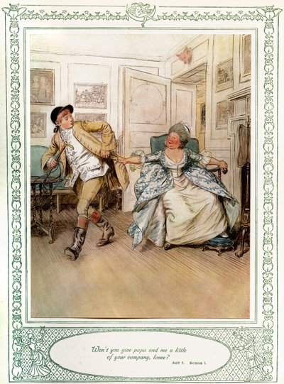 Sztuka Olivera Goldsmitha She Stoops to Conquer autorstwa Hugh Thomson