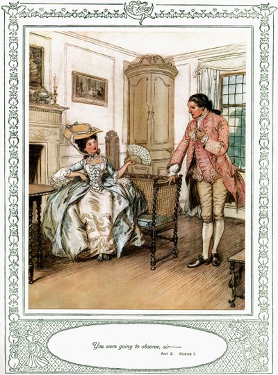 Sztuka Olivera Goldsmitha She Stoops to Conquer autorstwa Hugh Thomson