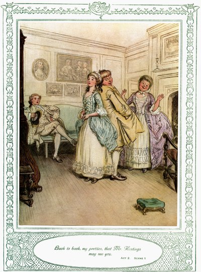 Sztuka Olivera Goldsmitha She Stoops to Conquer autorstwa Hugh Thomson