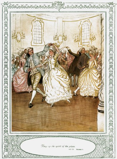 Sztuka Olivera Goldsmitha She Stoops to Conquer autorstwa Hugh Thomson