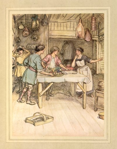 Przygotowywanie jedzenia, z „The Admirable Crichton” J.M. Barrie autorstwa Hugh Thomson