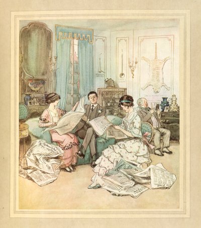 Czytanie gazet z „The Admirable Crichton” J.M. Barrie autorstwa Hugh Thomson