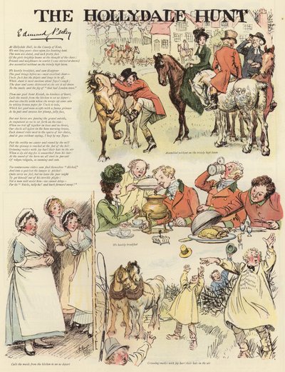 Seria ilustracji przedstawiających polowanie na Hollydale autorstwa Hugh Thomson