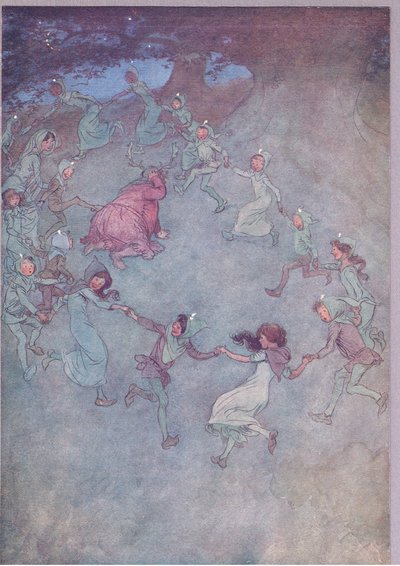 Niech więc wszyscy go otoczą, ilustracja z Wesołych kuzyn z Windsoru, 1910 r. autorstwa Hugh Thomson