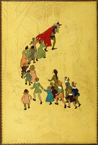 Górna okładka z ilustracją przedstawiającą Pipera i dzieci, 1893 autorstwa Hugh Thomson