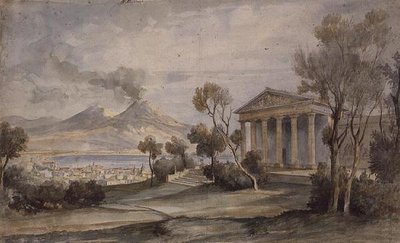 PD.255-1985 Villa Saliceti, Neapol poniżej i Wezuwiusz w oddali autorstwa Hugh William Williams