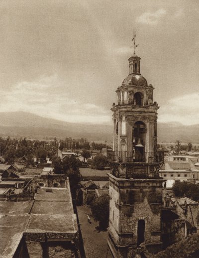 Meksyk: Kościół Xochimilco (zdjęcie czarno-białe) autorstwa Hugo Brehme