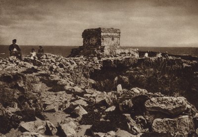 Meksyk: Isla de las Mujeres, Jukatan (zdjęcie czarno-białe) autorstwa Hugo Brehme