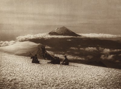 Meksyk: Iztaccihuatl z widokiem z Popocatepetl (zdjęcie czarno-białe) autorstwa Hugo Brehme